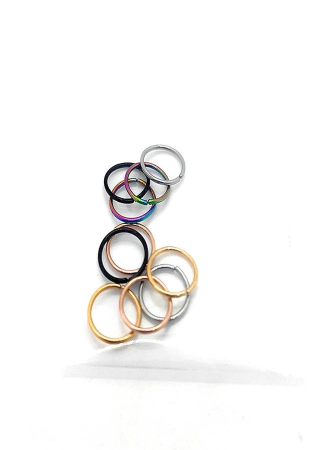 BQfife 5 Pairs Nose Rings Hoop 20 Gauge Non Piercing Stainless Steel Clip-on Fake Septum Nose Hoop Ring Studs Earrings Piercings for Women Men Body Jewelry - Image 3